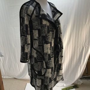 Abstract black and white opera length jacket